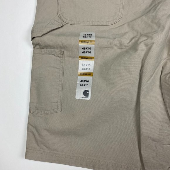 NEW Carhartt B147 TAN Original Fit Canvas Work Shorts Mens 46 x 10 Cotton - Picture 3 of 11